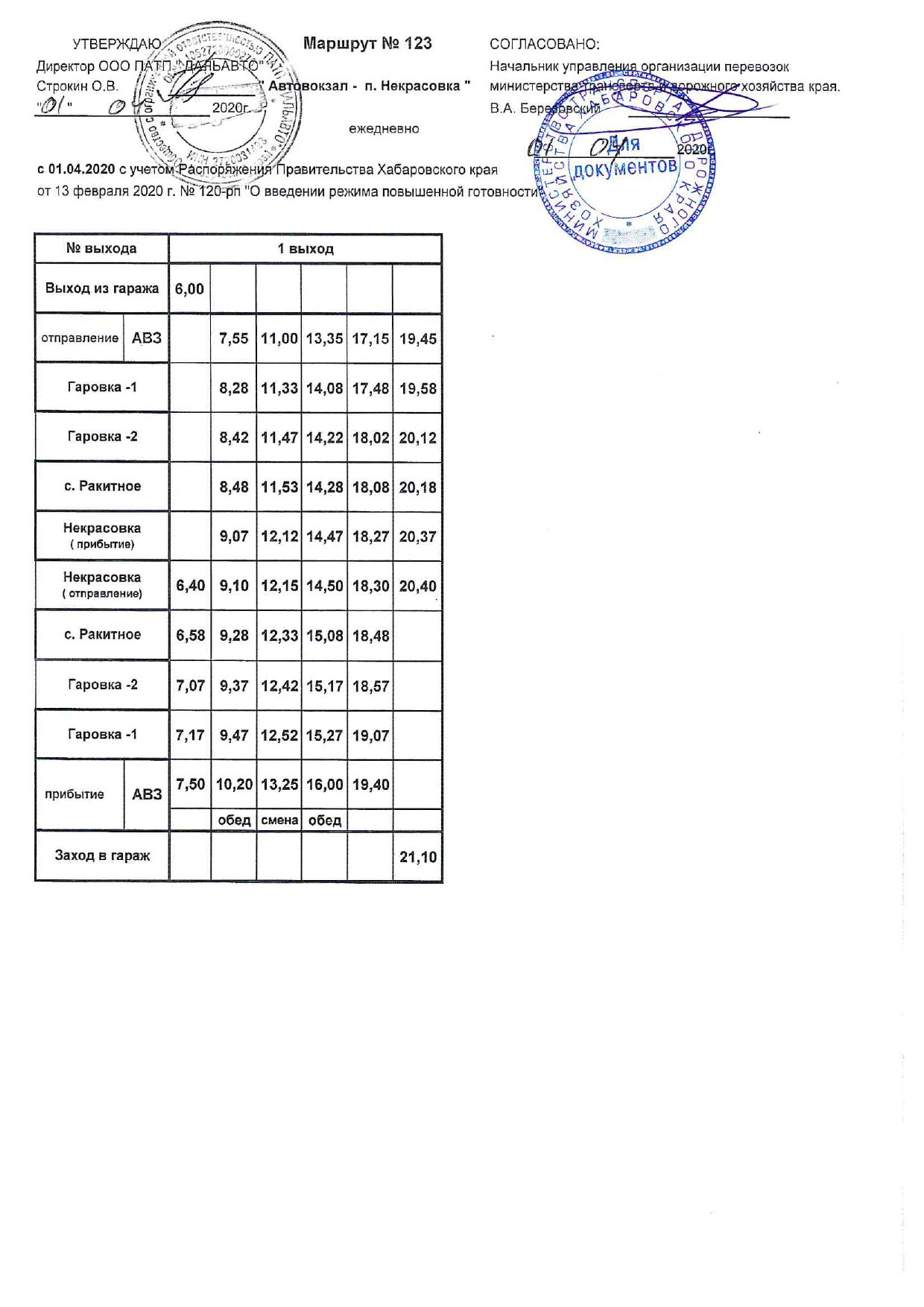 Маршрут автобуса № 123 с 01.04.2020